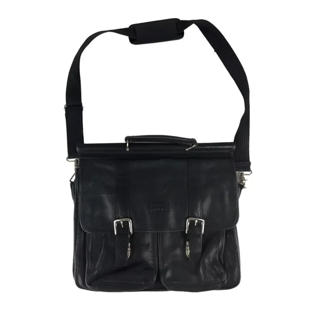 Wilsons Leather Unisex Black Pelle Studio Detachable Strap Divider Briefcase Bag